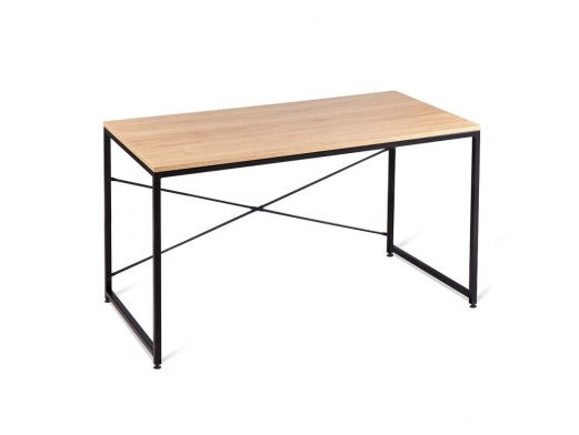 Mesa de escritorio color madera con patas de metal negro 120 cm  merkamueble 2