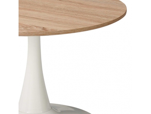 Mesa de centro color madera pie central blanco  merkamueble 2