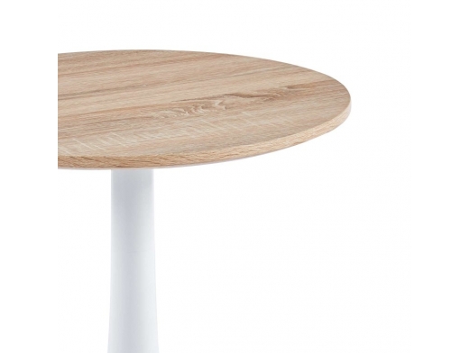 Mesa rinconera color madera pie central blanco  merkamueble 2