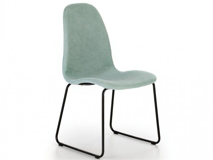 Pack 2 sillas de comedor tapizado turquesa y patas metálicas  merkamueble