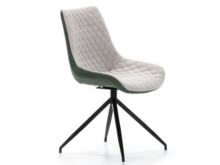 Pack 2 sillas de comedor símil piel verde combinada y patas metálicas  merkamueble