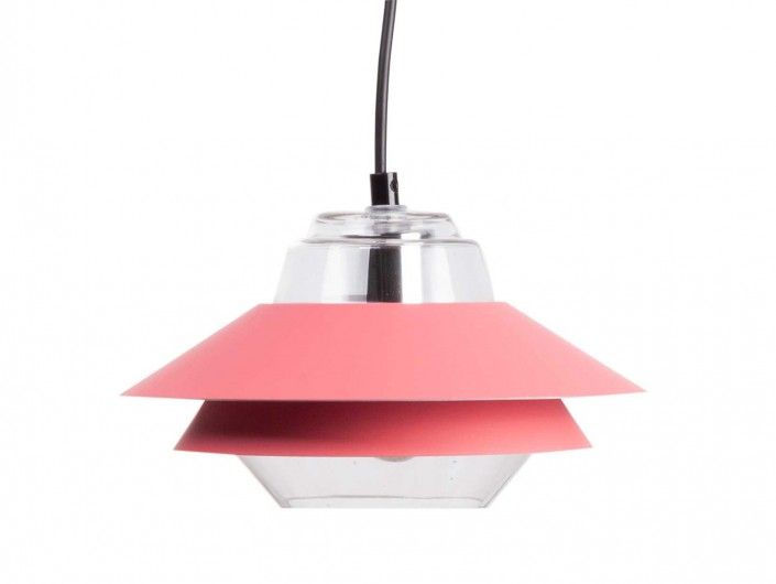 Lámpara de techo metálica/cristal color rojo rose  merkamueble