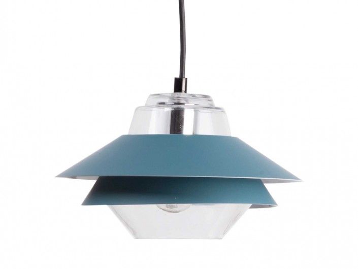 Lámpara de techo metálica/cristal color azul  merkamueble