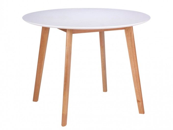 Mesa de comedor redonda fija y patas de madera  merkamueble