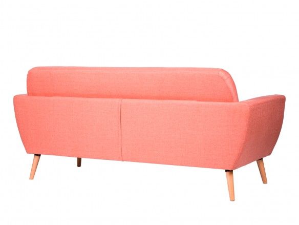 Sofá 3 plazas tapizado rose y patas madera  merkamueble