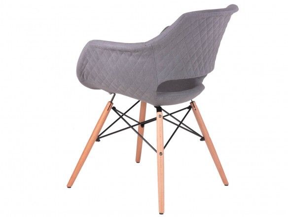 Pack 4 sillas de comedor tapizado gris y patas madera  merkamueble
