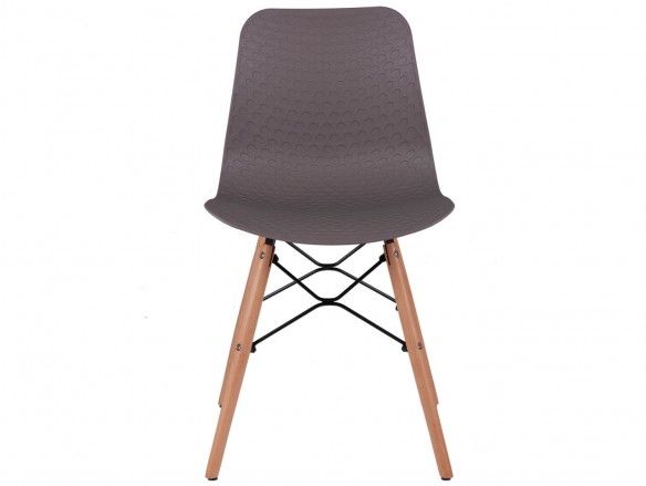 Pack 4 sillas de comedor color gris y patas madera  merkamueble