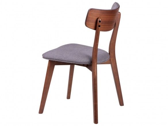 Pack 2 sillas de comedor tapizado gris oscuro y patas madera  merkamueble