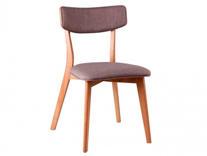 Pack 2 sillas de comedor tapizado gris claro y patas madera  merkamueble