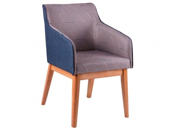 Pack 2 sillones tapizado azul y patas madera  merkamueble