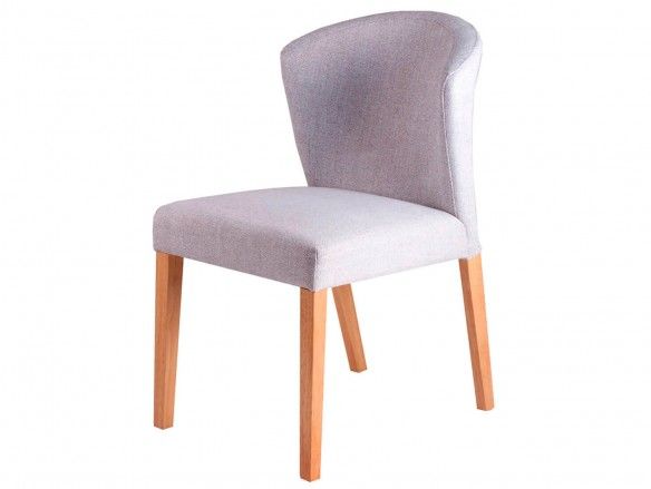 Pack 2 sillas de comedor tapizados gris claro y patas madera  merkamueble