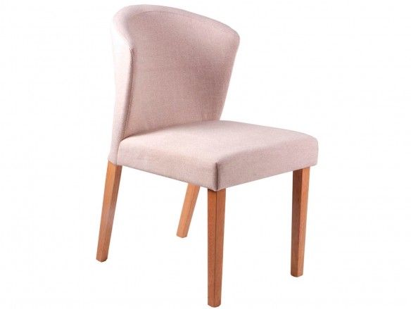 Pack 2 sillas de comedor tapizado beige y patas madera  merkamueble