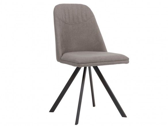 Pack 4 sillas de comedor tapizado gris claro y patas metálicas  merkamueble