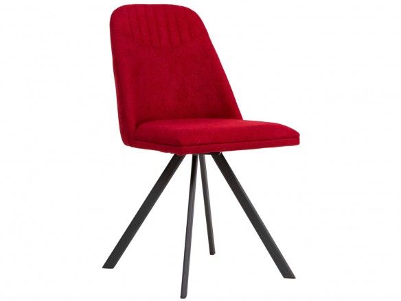 Pack 4 sillas de comedor tapizado rojo y patas metálicas  merkamueble